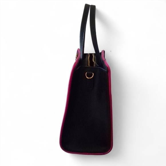 Karl Lagerfeld Paris Signature Hearts Satchel Crossbody – Black/Fuchsia - Picture 5 of 15